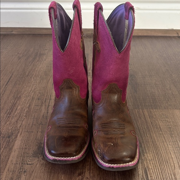 Ariat Pink and Brown Western Boots - Picture 3 of 4